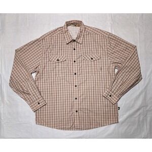 Howler Bros Vented Shirt Mens Large Tan Light Brown Plaid Long Sleeve Button